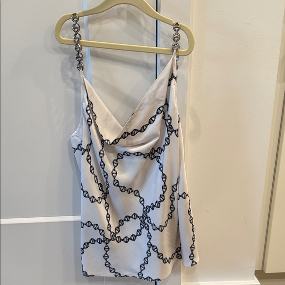 L'AGENCE Cream and Black Chain Print Tank Top - Picture 1 of 4